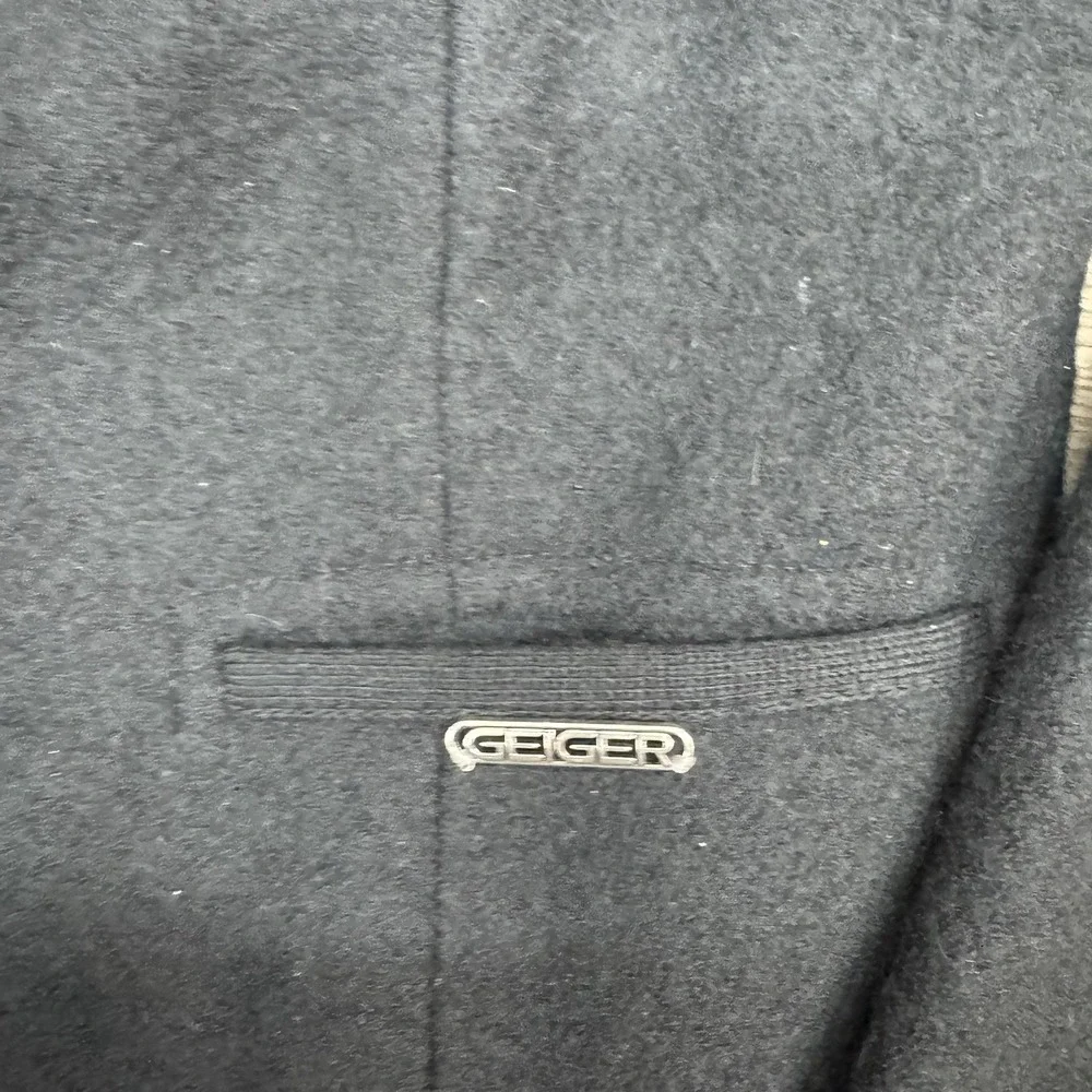 VTG Geiger Austria Black Wool Cardigan‎ Button Up Sz 38 READ Minimal Classy
